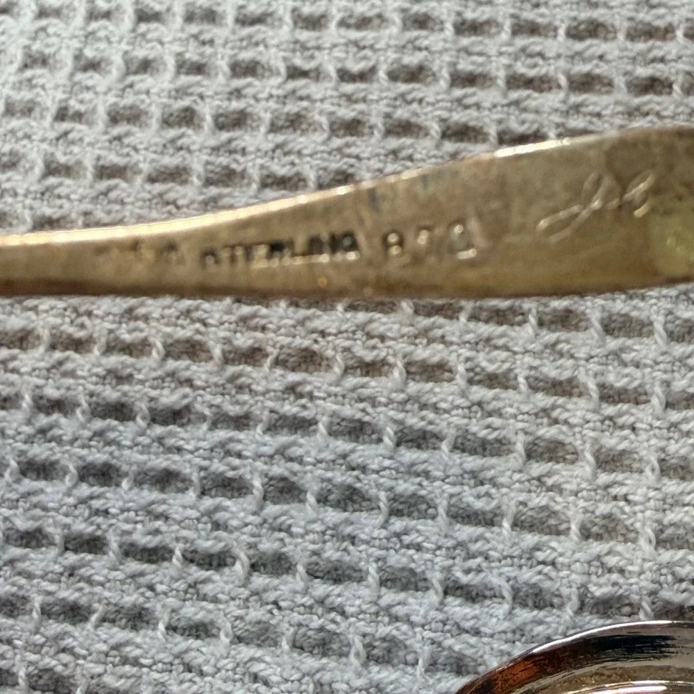 Vintage 3pc Spoon Set Sterling 870 Enamel Floral Korea Souvenir Decorative